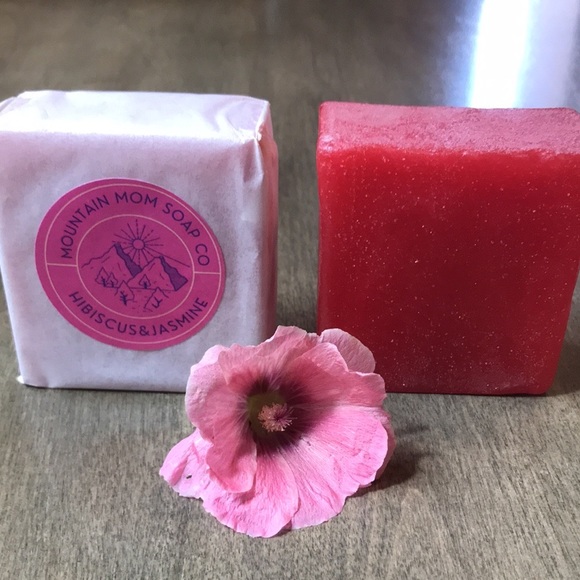 4.5 oz HIBISCUS&JASMINE glycerin bar soap/Mountain Mom Soap Co/anti aging /pink - Picture 5 of 7